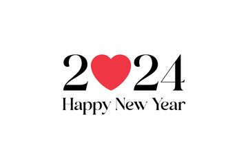 2024 Happy New Year logo text design. 2024 number design template. Collection of 2024 Happy New Year symbols. Vector illustration with black labels isolated on white or transparent png
