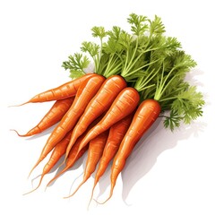 Fresh Carrots Bundle Healthy Eating Clipart on White Background