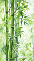 bamboo forest background, watercolor illustration
