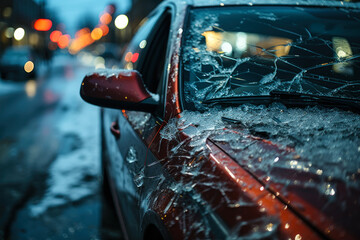 broken car glass car accident generative ai - obrazy, fototapety, plakaty