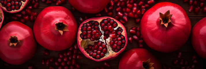 A vibrant backdrop showcasing the rich hues of ripe pomegranate