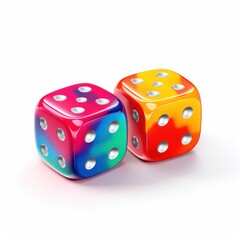 Colorful Dice with Winning Combination Engaging Image of a Pair for Fun and Games