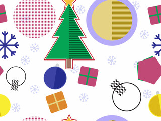 memphis style christmas seamless pattern template