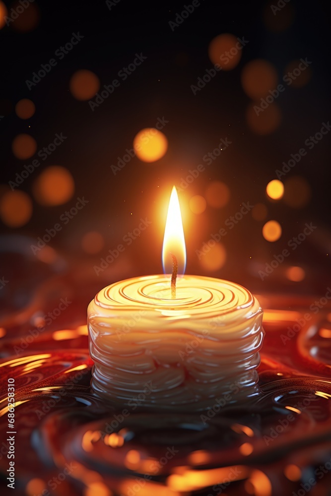 Aufkleber A serene image of a lit candle floating in a puddle of water. This picture can be used to create a peaceful and calming atmosphere.