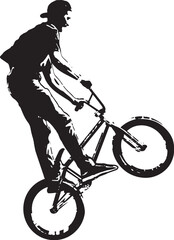 bmx bicyclist sketch silhouette - vector