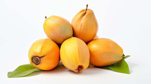 photo of lucuma fruits on isolated white background