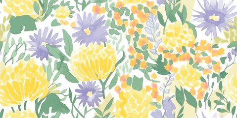 Vetor seamless floral spring summer colorful pattern on a white background - obrazy, fototapety, plakaty