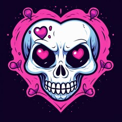 Cute Skull with Heart Eyes Transparent BackgroundEasy & Searchable Keywords