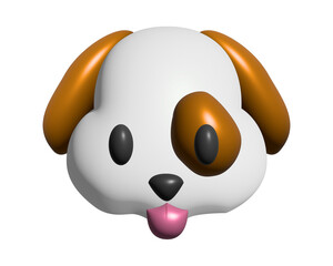 The 3D brown and white dog front face icon with tongue  © Andy