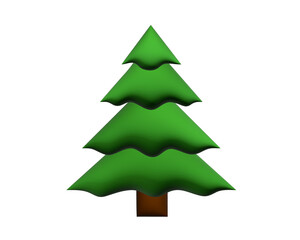 3D green Christmas pine tree icon