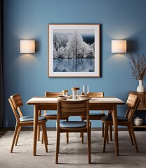 Fototapeta premium Blank painting, template for a painting for the wall, dining room with table