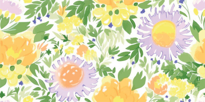 Vetor seamless floral spring summer colorful pattern on a white background