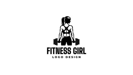 Women Fitness club logo or emblem with woman silhouette. Girl Bodybuilder Logos Template. Vector illustration Isolated on white background.