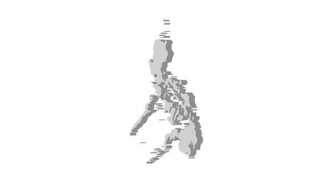 Philippines map 3d grey on white background. Dynamic 4K animation motion graphics unleashed.