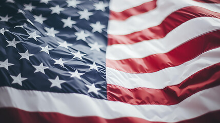 Fototapeta premium American flag. USA, waving flag. Independence Day in United States of America. Fourth of July. Happy national americans annual holiday. Art illustration. Freedom day. Patriotic poster. Generated AI