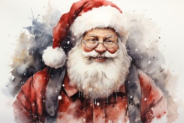 Jolly Santa Claus in watercolor.