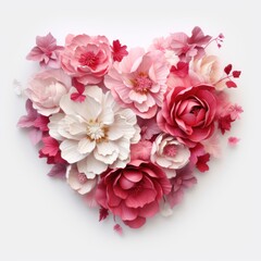 bouquet of pink flowers in shape of heart