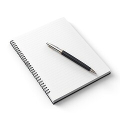 Classic Notepad and Pen Isolated on White Background