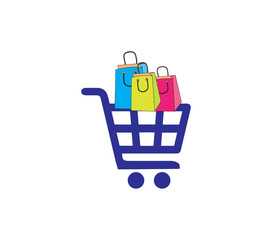 Shopping cart icon isolated on white background. Vector illustration.