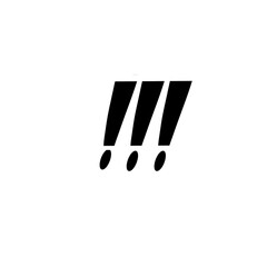 exclamation point illustraion on white background, black lines