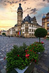 Fototapeta na wymiar Das Rathaus am Markt in der historische Altstadt der Skatstadt Altenburg, Thüringen, Deutschland