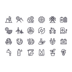 Ecology And Energy Line icons vector design