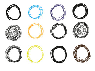 Set of scribble circles. 