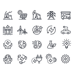 Ecology And Energy Line icons vector design