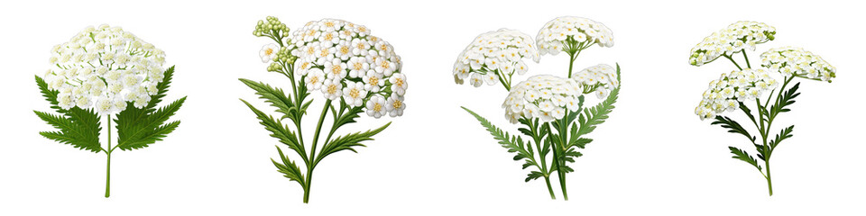 Yarrow clipart collection, vector, icons isolated on transparent background - obrazy, fototapety, plakaty