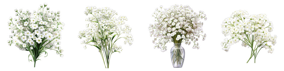 Gypsophila (Baby's Breath) clipart collection, vector, icons isolated on transparent background - obrazy, fototapety, plakaty