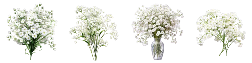 Fotobehang Gypsophila (Baby's Breath) clipart collection, vector, icons isolated on transparent background © DigitalParadise