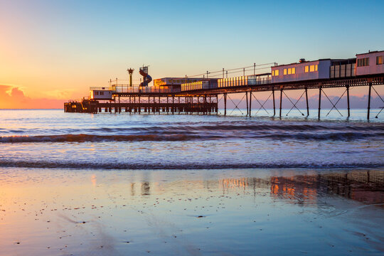 Sandown Pier on the Isle Of Wight at sunrise..