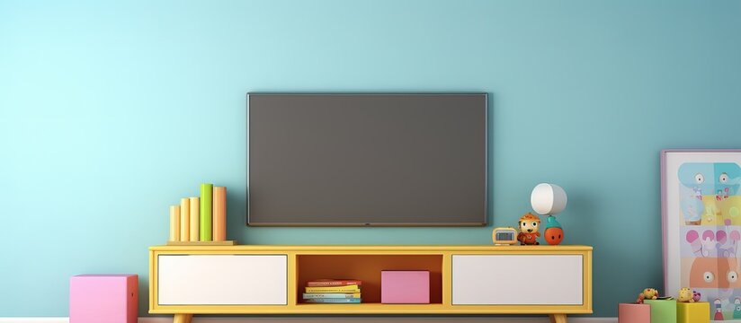 A blank white LED TV in a children s room for advertising or design