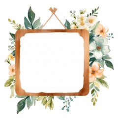 Charming Floral Hanging Wooden Sign Board with Delicate Blooms