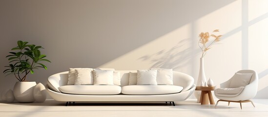 Modern contemporary interior with white furniture