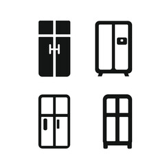 black color refrigerator vector set template white background