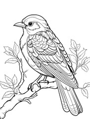 Bird on a branch coloring page - coloring book