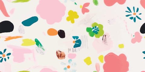 Flowers pattern geometric seamless art decor fabric beautiful