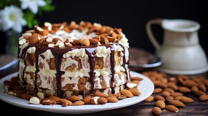 delicious cake with almonds