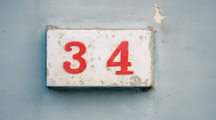 house number,  street address,  property marker 34
