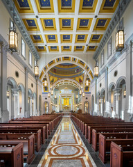 Interior of the Most Sacred Heart Cathedral basilica in Knoxville, Tennessee - obrazy, fototapety, plakaty