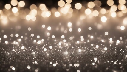 background with bokeh An abstract background of glitter vintage lights in silver and white colors, the lights are blurred   