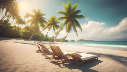 Tranquil beach scene. Exotic tropical beach landscape for background or wallpaper.