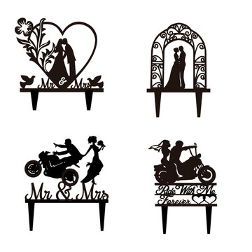 Wedding topper heart, motorcycle, bride and groom, marriage, flower arch.