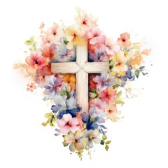 Faith and Nature Flower Cross in Blossom Colors