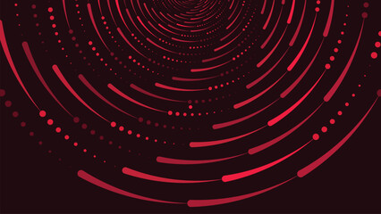Abstarct spiral dotted vortex round symbol background in dark red color.