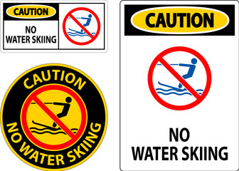 Water Safety Sign Attention, No Water Skiing
