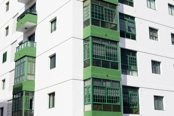 Apartments for sale. Tenerife in Spain architecture background. High block of flats living area....