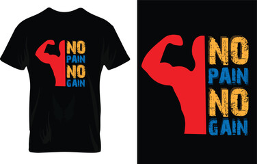 Vector no pain no gain fitness workout quotes saying