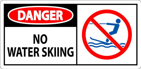 Water Safety Sign Attention, No Water Skiing